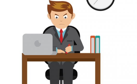 אדם ליד שולחן עבודה מצויר